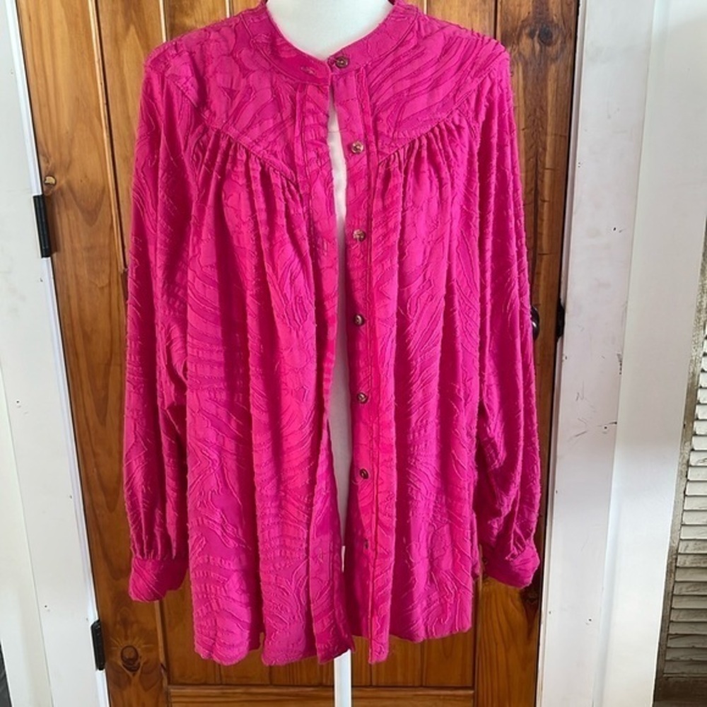 Free People Can't Stop Dreaming Oversized Tunic top Hot Barbie Pink Small